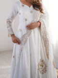 Stunning Off-White Sequins Chinon Silk Festive Wear Anarkali Suit With Dupatta - Zeel Clothing