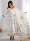 Stunning Off-White Sequins Chinon Silk Festive Wear Anarkali Suit With Dupatta - Zeel Clothing