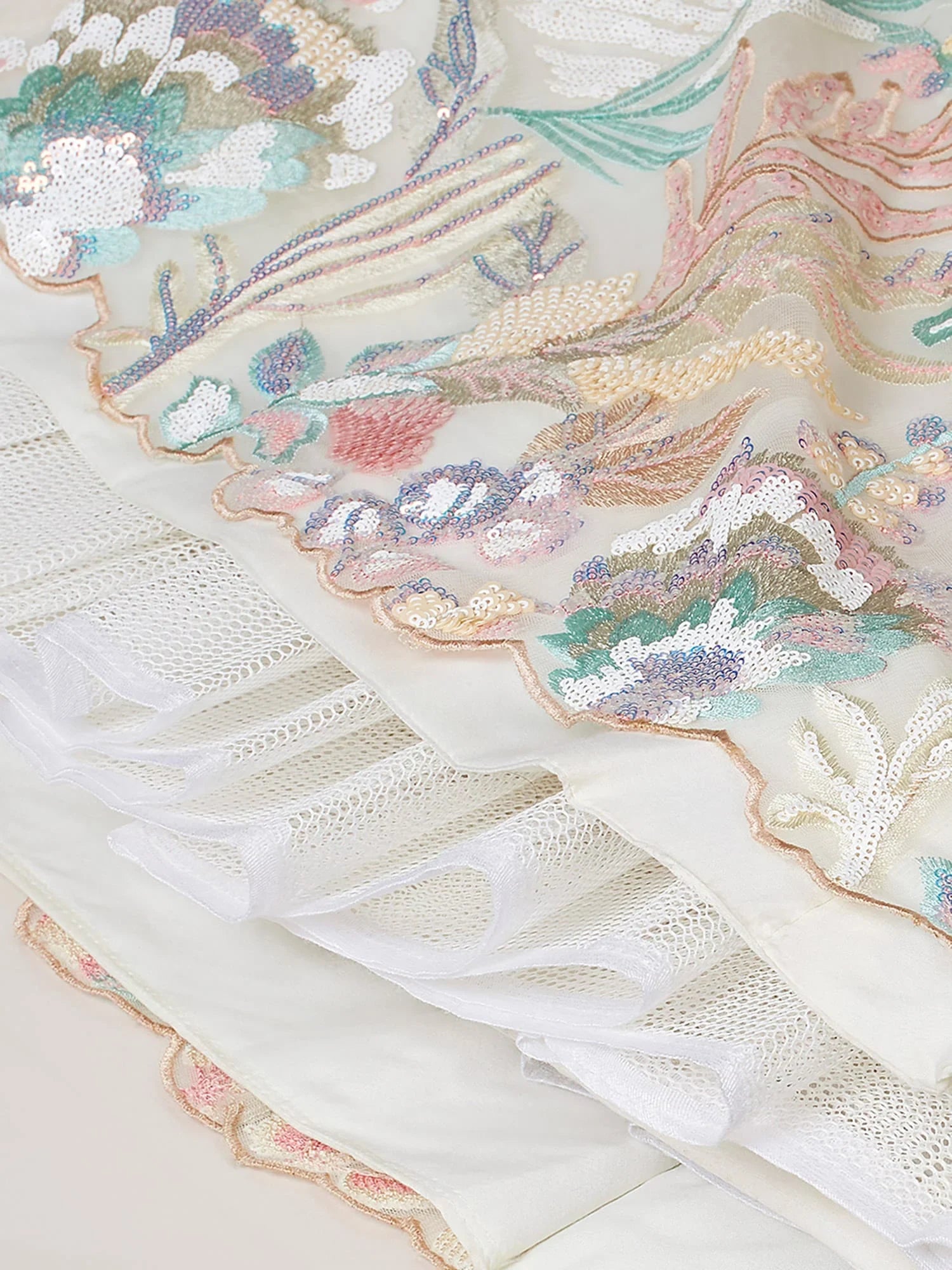 Stunning Off-White Sequins Net Bridesmaid Lehenga Choli With Dupatta - Zeel Clothing