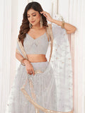 Stunning Off-White Sequins Net Wedding Wear Lehenga Choli With Dupatta - Zeel Clothing
