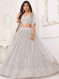 Stunning Off-White Sequins Net Wedding Wear Lehenga Choli With Dupatta - Zeel Clothing