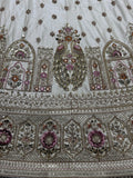Stunning Off-White Sequins Work Silk Wedding Lehenga Choli With Double Dupatta - Zeel Clothing