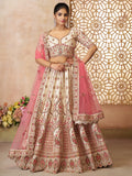Stunning Off-White Thread Work Silk Wedding Lehenga Choli - Zeel Clothing
