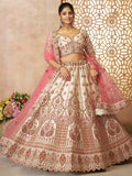 Stunning Off-White Thread Work Silk Wedding Lehenga Choli - Zeel Clothing