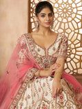 Stunning Off-White Thread Work Silk Wedding Lehenga Choli - Zeel Clothing