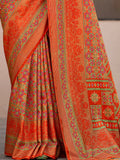 Stunning Orange Digital Printed Silk Festival Wear Saree With Blouse - Zeel Clothing