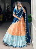 Stunning Orange Zari Weaving Silk Traditional Half Saree Lehenga - Zeel Clothing