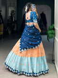 Stunning Orange Zari Weaving Silk Traditional Half Saree Lehenga - Zeel Clothing