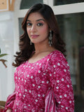 Stunning Pink Digital Printed Cotton Casual Wear Gown With Dupatta - Zeel Clothing