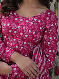 Stunning Pink Digital Printed Cotton Casual Wear Gown With Dupatta - Zeel Clothing