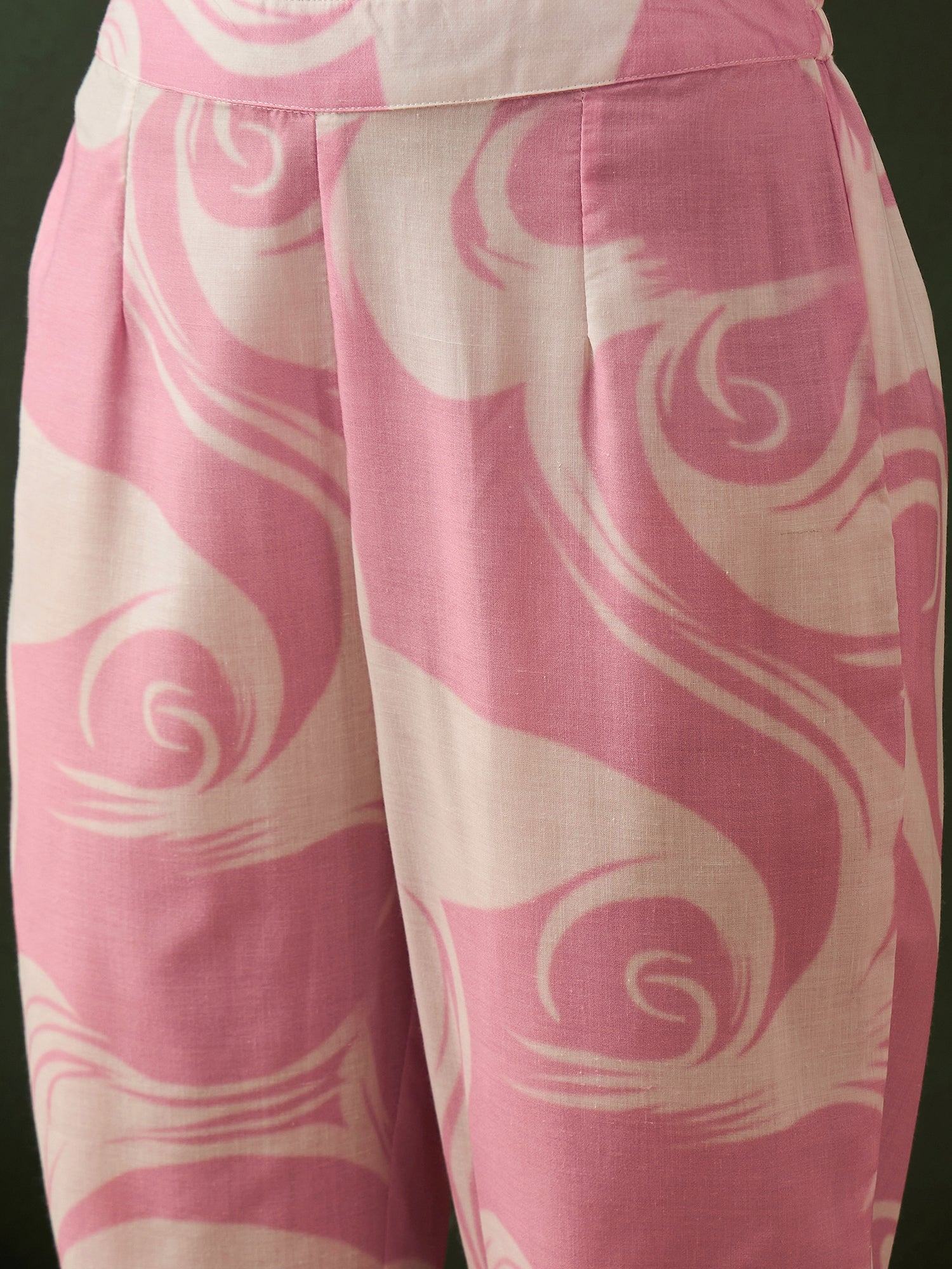 Stunning Pink Embroidered Cotton Readymade Anarkali Suit Pant - Zeel Clothing