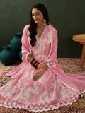 Stunning Pink Embroidered Cotton Readymade Anarkali Suit Pant - Zeel Clothing