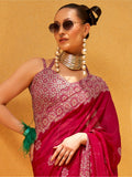 Stunning Pink Foil Printed Georgette Wedding Saree With Blouse - Zeel Clothing