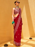 Stunning Pink Foil Printed Georgette Wedding Saree With Blouse - Zeel Clothing