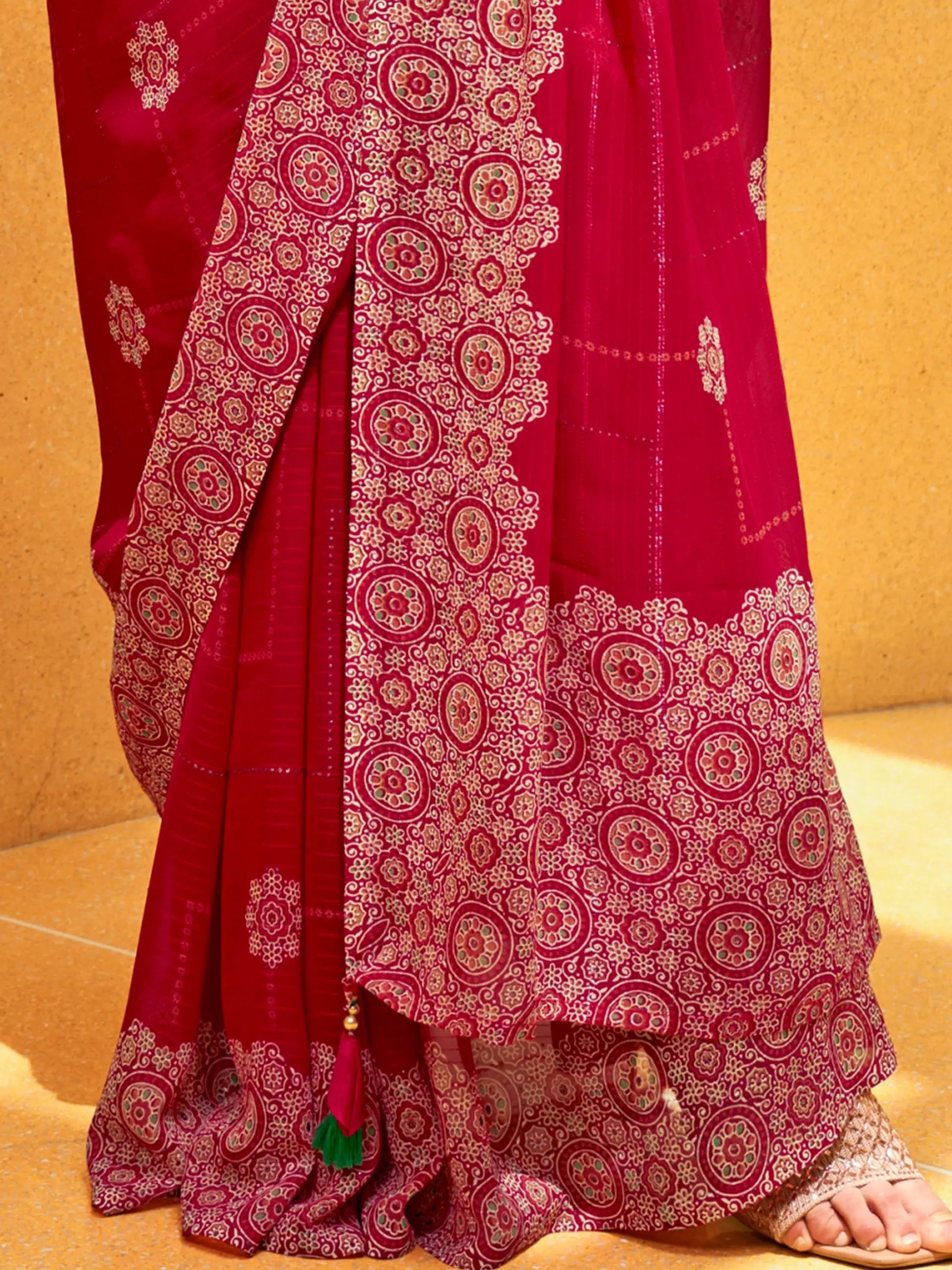 Stunning Pink Foil Printed Georgette Wedding Saree With Blouse - Zeel Clothing