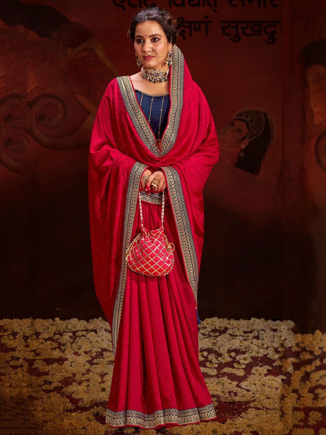 Stunning Pink Heavy Lace Work Silk Wedding Saree With Blouse - Zeel Clothing