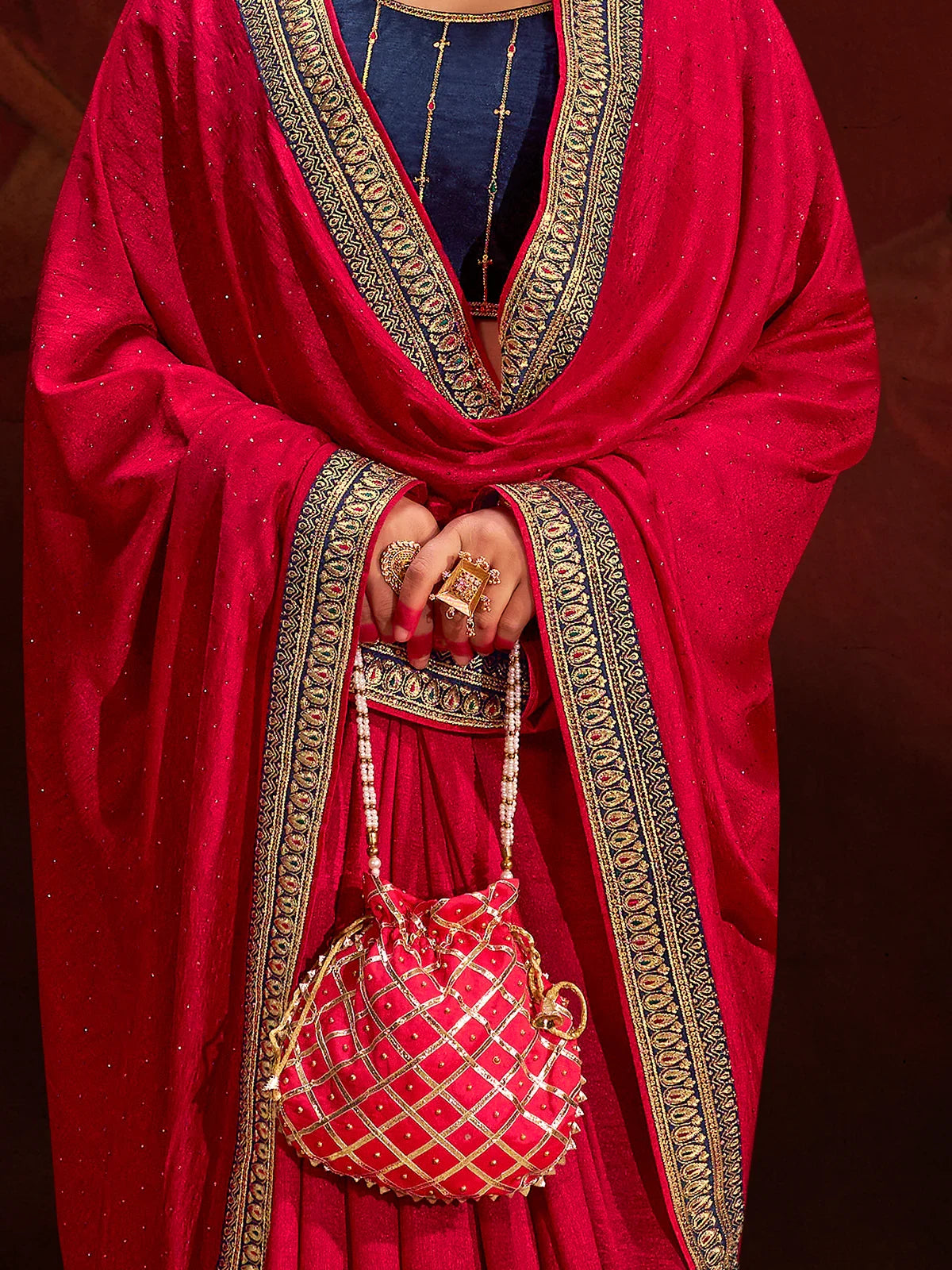 Stunning Pink Heavy Lace Work Silk Wedding Saree With Blouse - Zeel Clothing