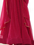 Stunning Pink Laheriya Printed Georgette Event Wear Anarkali Suit - Zeel Clothing