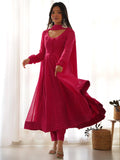 Stunning Pink Laheriya Printed Georgette Event Wear Anarkali Suit - Zeel Clothing