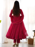 Stunning Pink Laheriya Printed Georgette Event Wear Anarkali Suit - Zeel Clothing