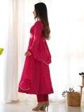 Stunning Pink Laheriya Printed Georgette Event Wear Anarkali Suit - Zeel Clothing