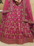 Stunning Pink Thread Embroidered Slub Silk Wedding Wear Lehenga Choli - Zeel Clothing