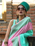 Stunning Pink Zari Weaving Silk Event Wear Saree With Blouse - Zeel Clothing