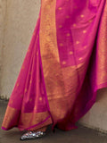 Stunning Pink Zari Weaving Silk Wedding Wear Saree With Blouse - Zeel Clothing