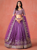 Stunning Purple Ceremonial Wear Georgette Lehenga Choli With Dupatta - Zeel Clothing