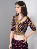 Stunning Purple Colored Partywear Embroidered Lehenga Choli - Zeel Clothing