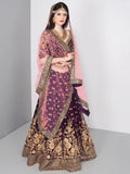 Stunning Purple Colored Partywear Embroidered Lehenga Choli - Zeel Clothing