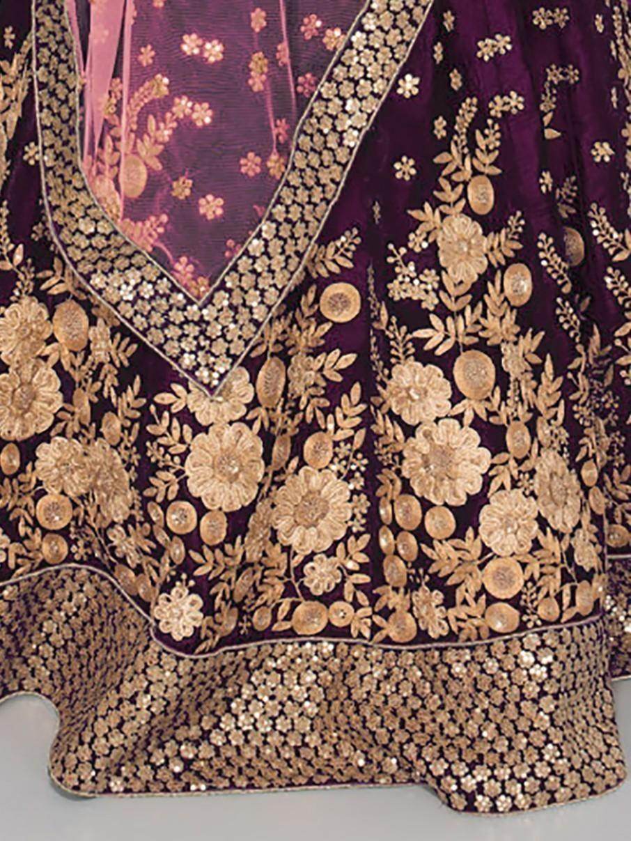 Stunning Purple Colored Partywear Embroidered Lehenga Choli - Zeel Clothing