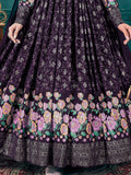 Stunning Purple Foil Printed Georgette Wedding Gown With Dupatta - Zeel Clothing