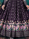 Stunning Purple Foil Printed Georgette Wedding Gown With Dupatta - Zeel Clothing