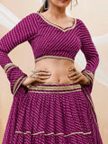 Stunning Purple Leheriya Printed Georgette Lehenga Choli With Dupatta - Zeel Clothing