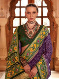 Stunning Purple Patola Printed Silk Casual Wear Saree With Blouse - Zeel Clothing