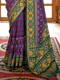Stunning Purple Patola Printed Silk Casual Wear Saree With Blouse - Zeel Clothing