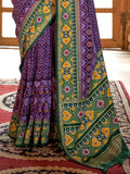 Stunning Purple Patola Printed Silk Casual Wear Saree With Blouse - Zeel Clothing