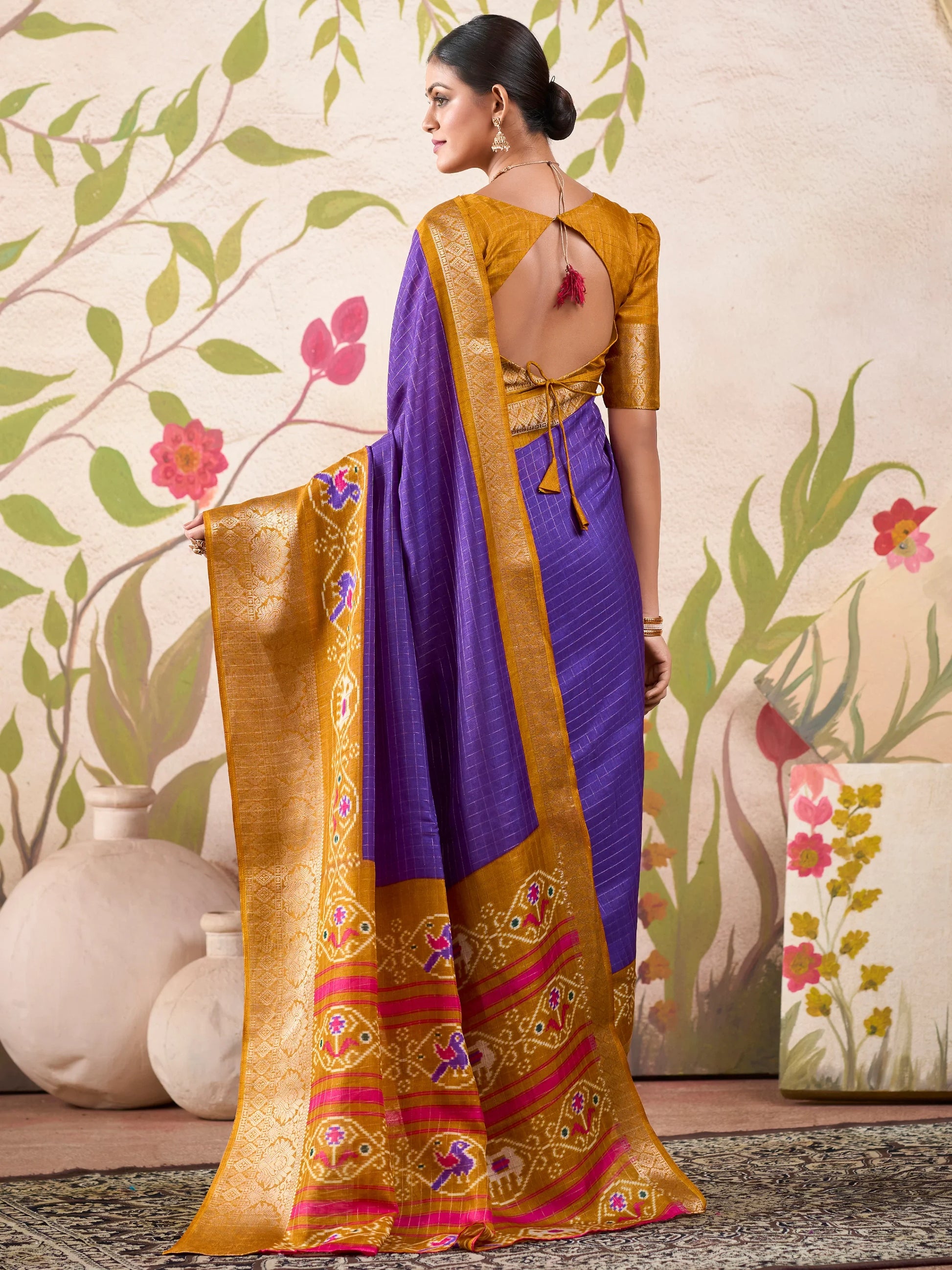 Stunning Purple Patola Printed Tussar Silk Event Wear Saree With Blouse - Zeel Clothing