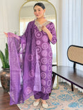Stunning Purple Printed Rayon Designer Pant Suit With Dupatta - Zeel Clothing