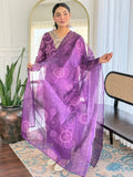 Stunning Purple Printed Rayon Designer Pant Suit With Dupatta - Zeel Clothing