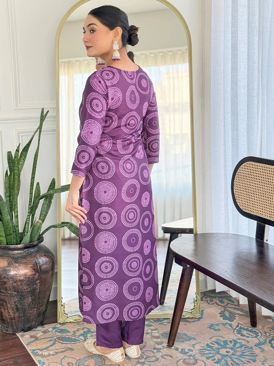 Stunning Purple Printed Rayon Designer Pant Suit With Dupatta - Zeel Clothing