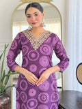 Stunning Purple Printed Rayon Designer Pant Suit With Dupatta - Zeel Clothing