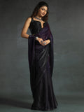 Stunning Purple Satin Party Wear Pre-Stitched Saree With Blouse - Zeel Clothing