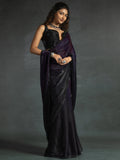 Stunning Purple Satin Party Wear Pre-Stitched Saree With Blouse - Zeel Clothing