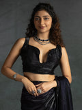 Stunning Purple Satin Party Wear Pre-Stitched Saree With Blouse - Zeel Clothing