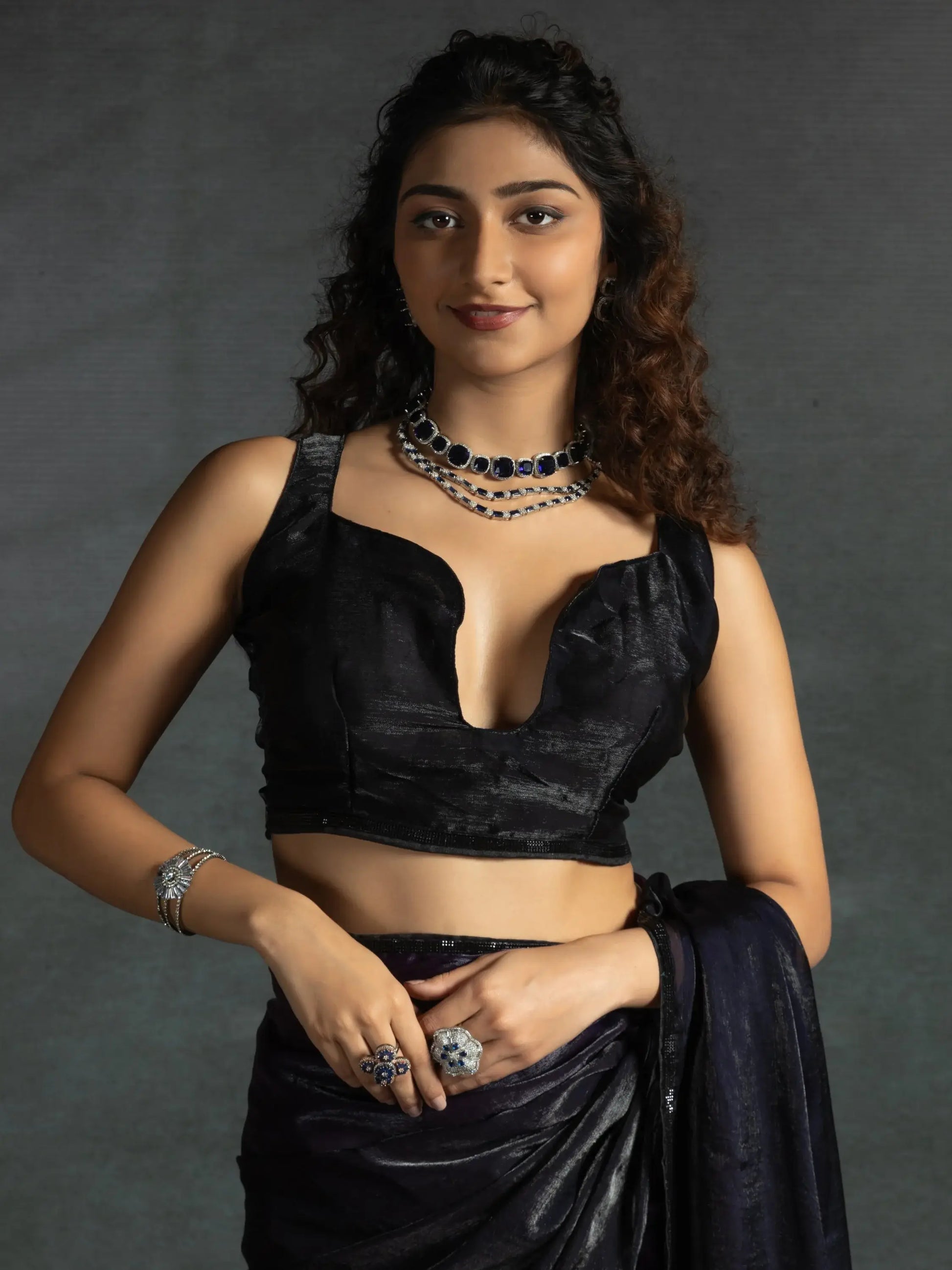 Stunning Purple Satin Party Wear Pre-Stitched Saree With Blouse - Zeel Clothing