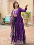 Stunning Purple Sequins Chinon wedding Wear Gown With Dupatta - Zeel Clothing