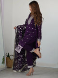 Stunning Purple Sequins Work Silk Festive Wear Pant Suit With Dupatta - Zeel Clothing