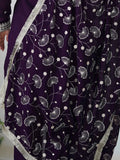 Stunning Purple Sequins Work Silk Festive Wear Pant Suit With Dupatta - Zeel Clothing